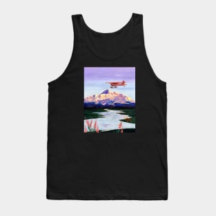 Denali Mountain Painting, K2 Aviation, Living Room Painting, Alaska Mountain, Gift for Pilot, Scott Clendaniel, Alaska Aviation, Mt McKinley Tank Top